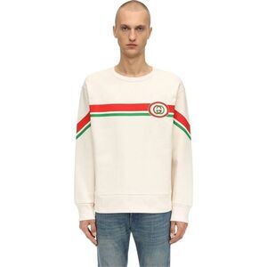 Gucci Striped GG Interlocking logo sweatshirt white men's size large